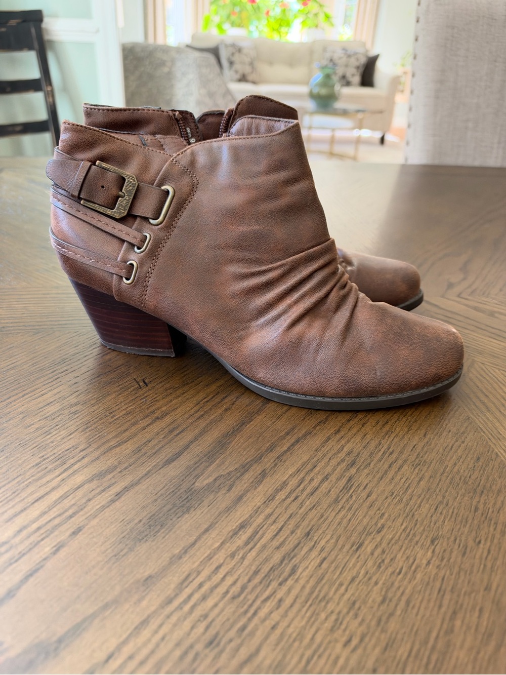 BareTraps Brown Buckle Detail Ankle Booties